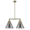 Cone Island Light shown in the Antique Brass finish with a Plated Smoke shade