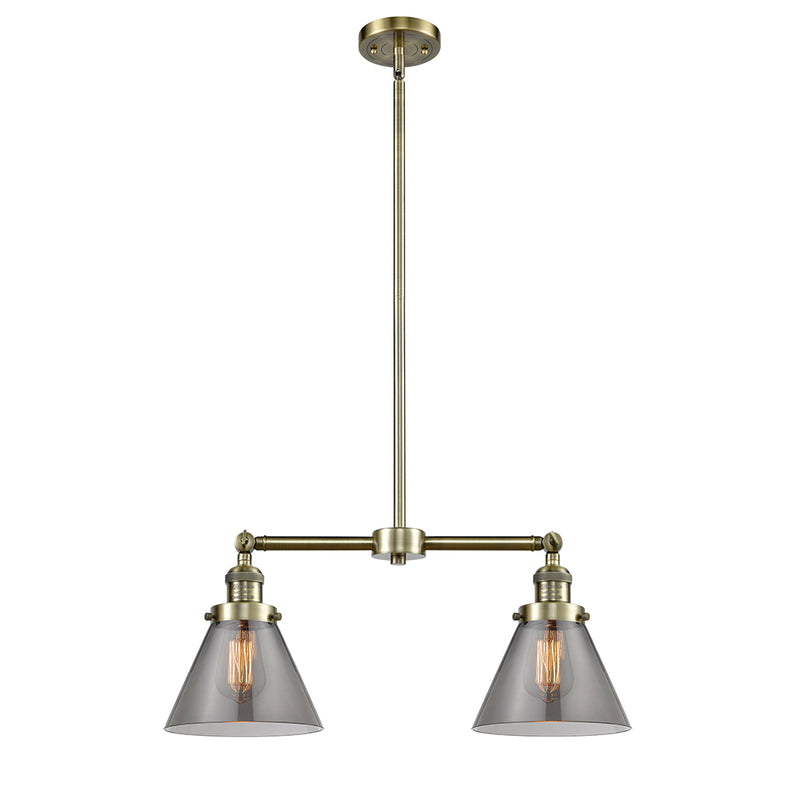 Cone Island Light shown in the Antique Brass finish with a Plated Smoke shade