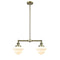 Oxford Island Light shown in the Antique Brass finish with a Matte White shade