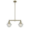 Oxford Island Light shown in the Antique Brass finish with a Seedy shade