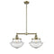 Oxford Island Light shown in the Antique Brass finish with a Seedy shade