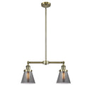 Cone Island Light shown in the Antique Brass finish with a Plated Smoke shade