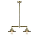 Railroad Island Light shown in the Antique Brass finish with a Antique Brass shade