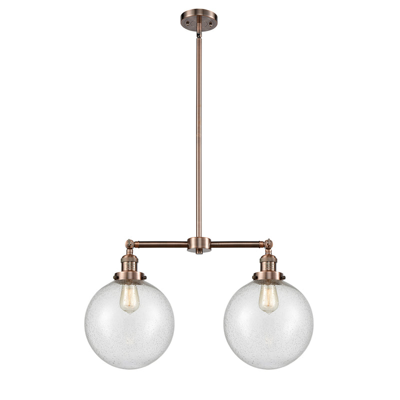 Beacon Island Light shown in the Antique Copper finish with a Seedy shade