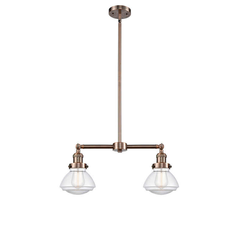 Olean Island Light shown in the Antique Copper finish with a Clear shade