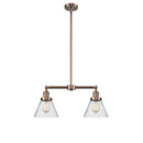 Cone Island Light shown in the Antique Copper finish with a Seedy shade