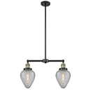 Geneseo Island Light shown in the Black Antique Brass finish with a Clear Crackled shade