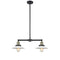 Halophane Island Light shown in the Black Antique Brass finish with a Matte White Halophane shade