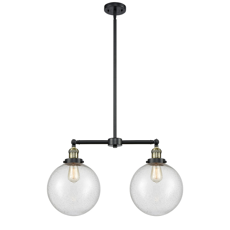 Beacon Island Light shown in the Black Antique Brass finish with a Seedy shade