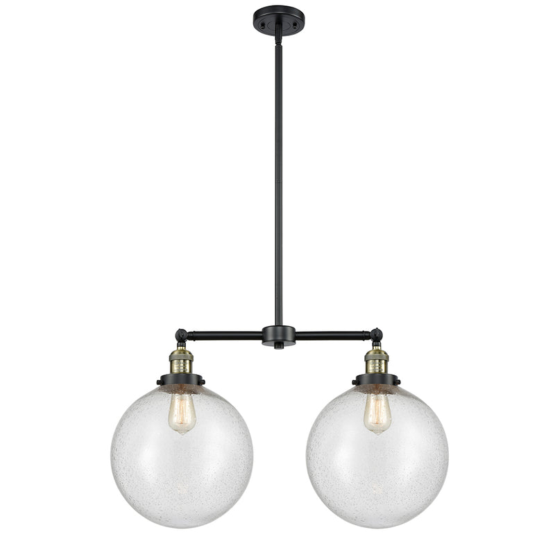 Beacon Island Light shown in the Black Antique Brass finish with a Seedy shade