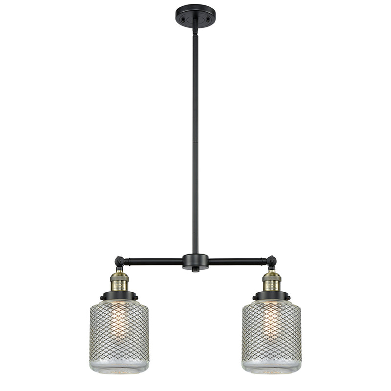 Stanton Island Light shown in the Black Antique Brass finish with a Clear Wire Mesh shade