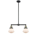 Olean Island Light shown in the Black Antique Brass finish with a Matte White shade