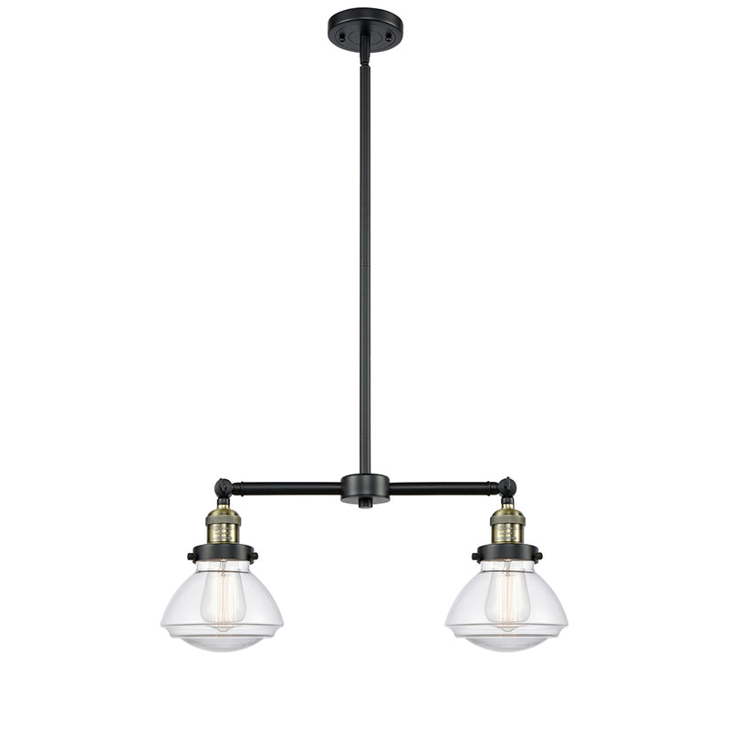 Olean Island Light shown in the Black Antique Brass finish with a Clear shade