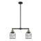 Bell Cage Island Light shown in the Black Antique Brass finish with a Clear shade