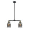 Bell Cage Island Light shown in the Black Antique Brass finish with a Plated Smoke shade