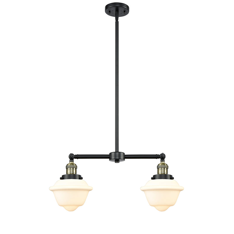 Oxford Island Light shown in the Black Antique Brass finish with a Matte White shade