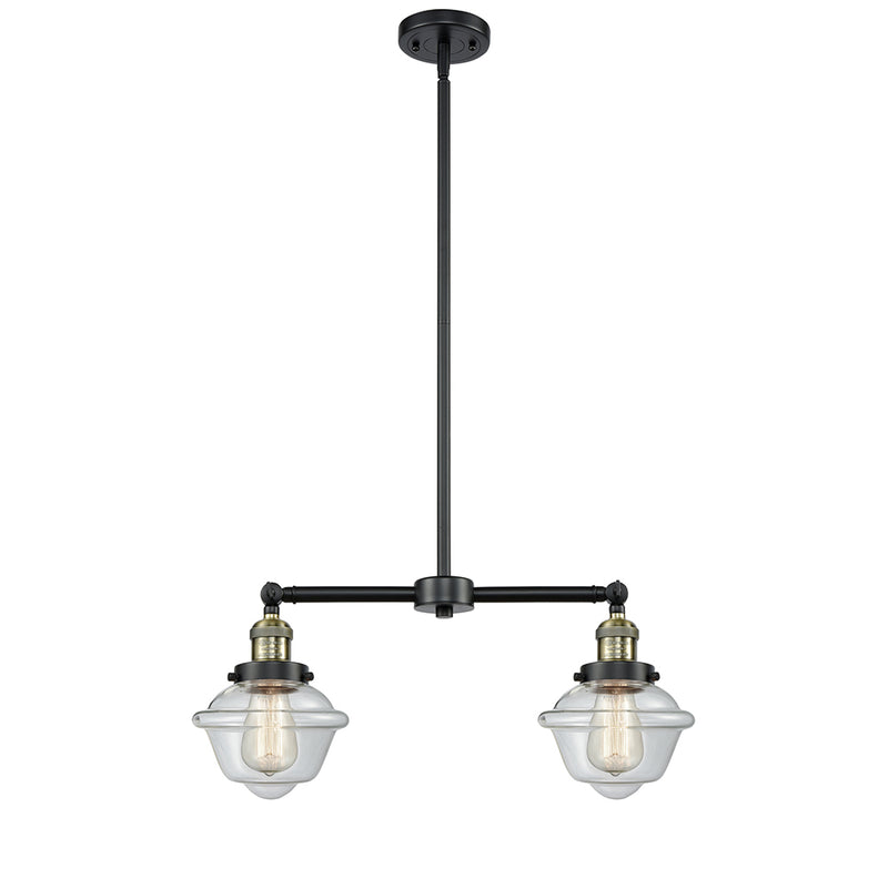 Oxford Island Light shown in the Black Antique Brass finish with a Clear shade