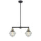 Oxford Island Light shown in the Black Antique Brass finish with a Seedy shade