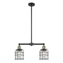 Bell Cage Island Light shown in the Black Antique Brass finish with a Seedy shade