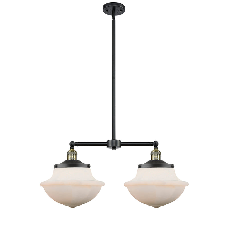 Oxford Island Light shown in the Black Antique Brass finish with a Matte White shade