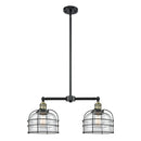 Bell Cage Island Light shown in the Black Antique Brass finish with a Clear shade