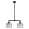 Bell Cage Island Light shown in the Black Antique Brass finish with a Seedy shade