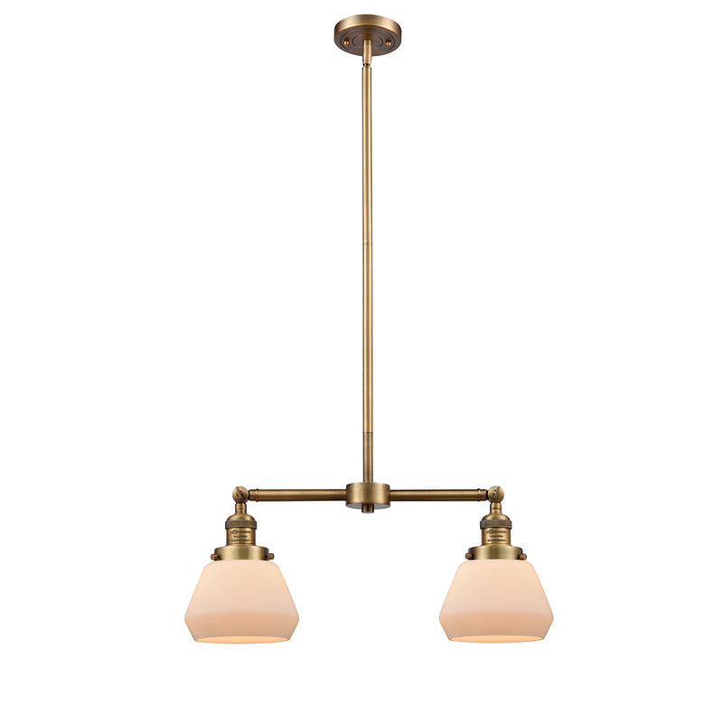 Fulton Island Light shown in the Brushed Brass finish with a Matte White shade