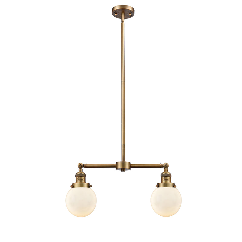 Beacon Island Light shown in the Brushed Brass finish with a Matte White shade