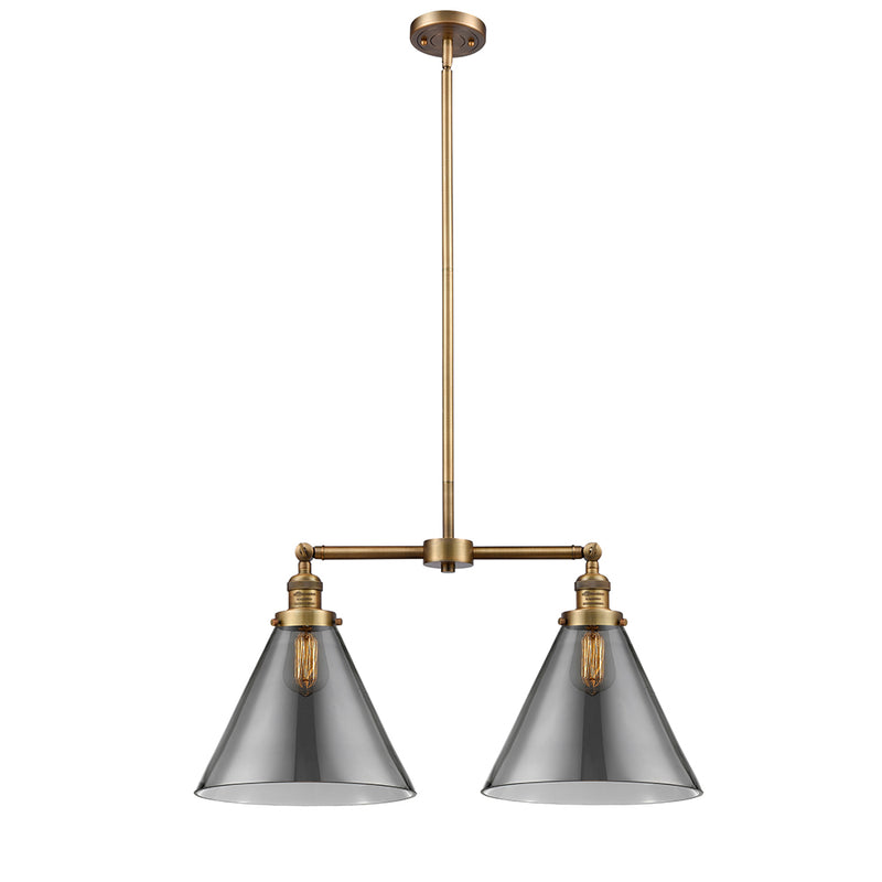 Cone Island Light shown in the Brushed Brass finish with a Plated Smoke shade