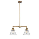 Cone Island Light shown in the Brushed Brass finish with a Seedy shade