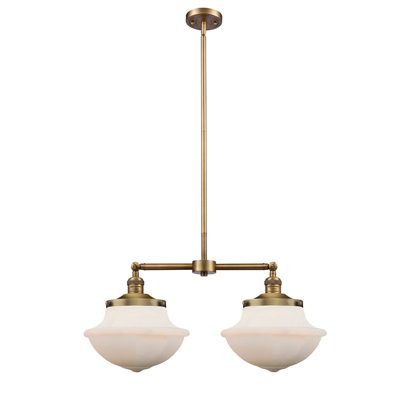 Oxford Island Light shown in the Brushed Brass finish with a Matte White shade