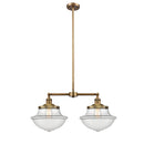 Oxford Island Light shown in the Brushed Brass finish with a Clear shade