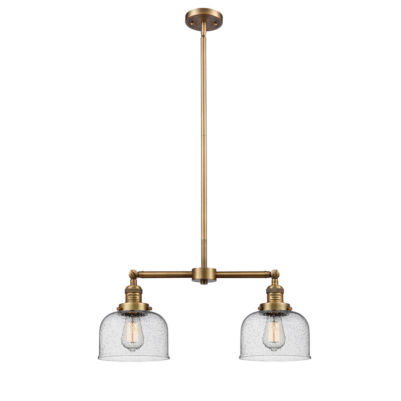 Bell Island Light shown in the Brushed Brass finish with a Seedy shade