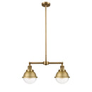 Hampden Island Light shown in the Brushed Brass finish with a Clear shade