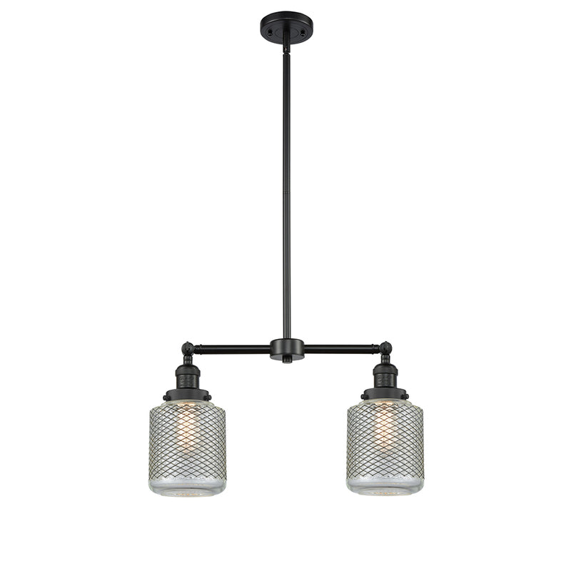 Stanton Island Light shown in the Matte Black finish with a Clear Wire Mesh shade