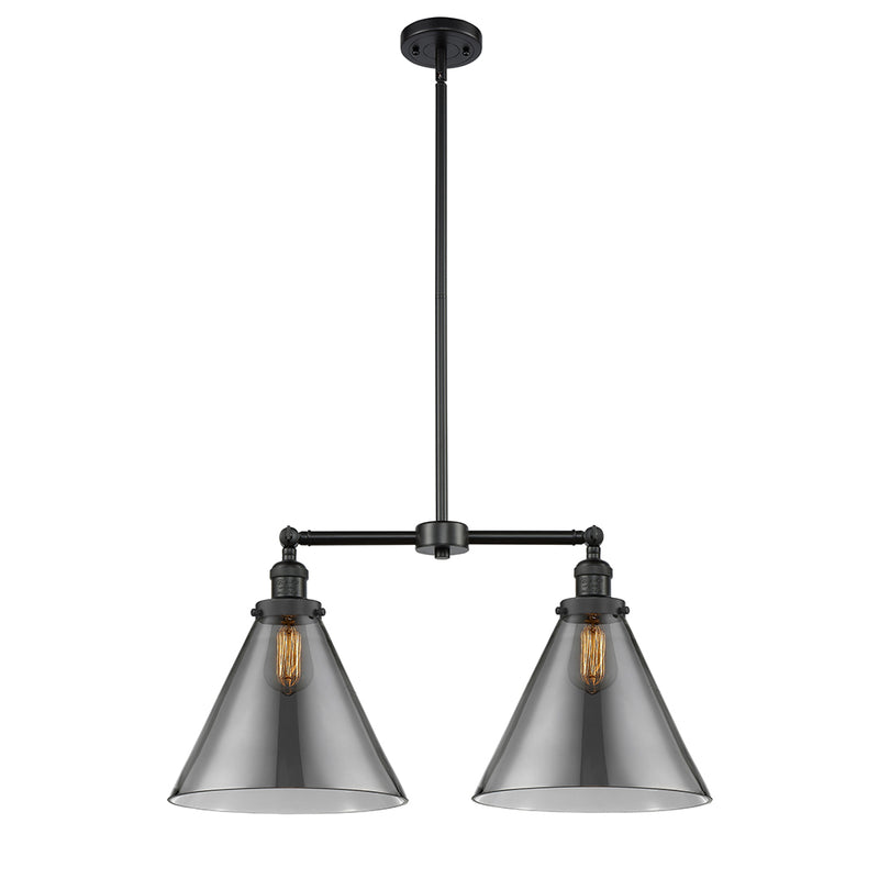 Cone Island Light shown in the Matte Black finish with a Plated Smoke shade