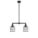 Bell Cage Island Light shown in the Matte Black finish with a Clear shade