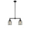 Bell Cage Island Light shown in the Matte Black finish with a Silver Plated Mercury shade