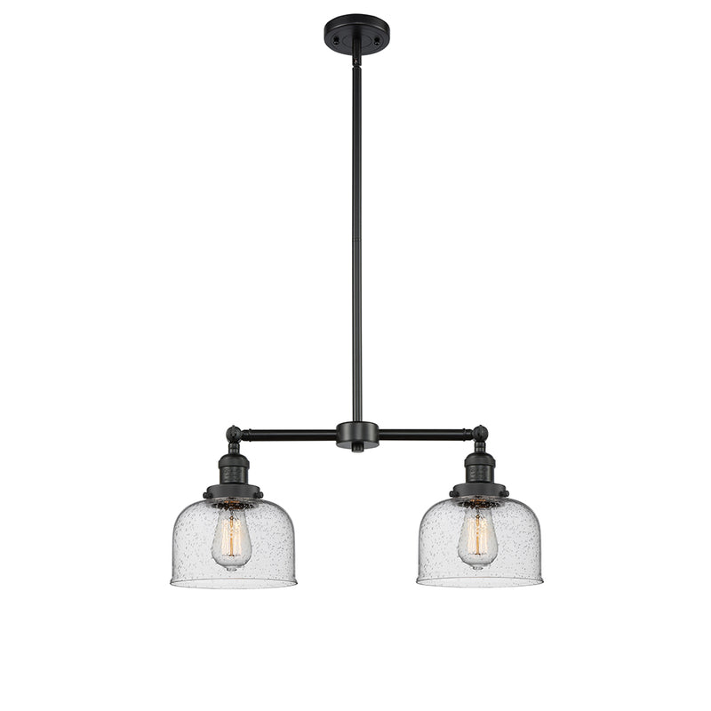 Bell Island Light shown in the Matte Black finish with a Seedy shade