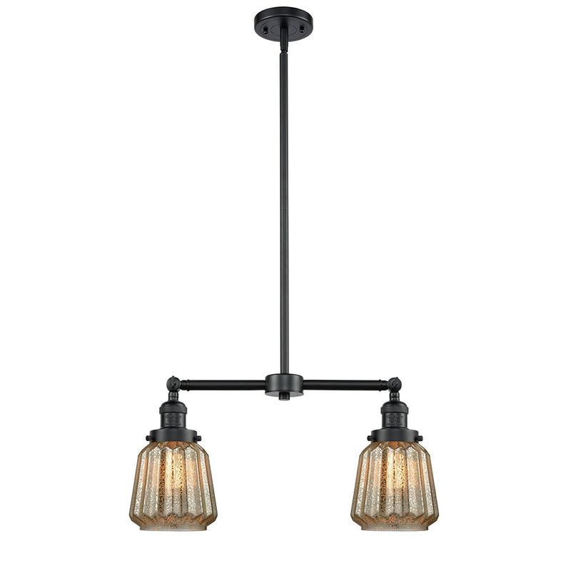 Chatham Island Light shown in the Oil Rubbed Bronze finish with a Mercury shade