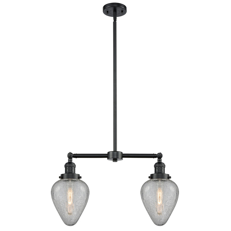 Geneseo Island Light shown in the Oil Rubbed Bronze finish with a Clear Crackled shade