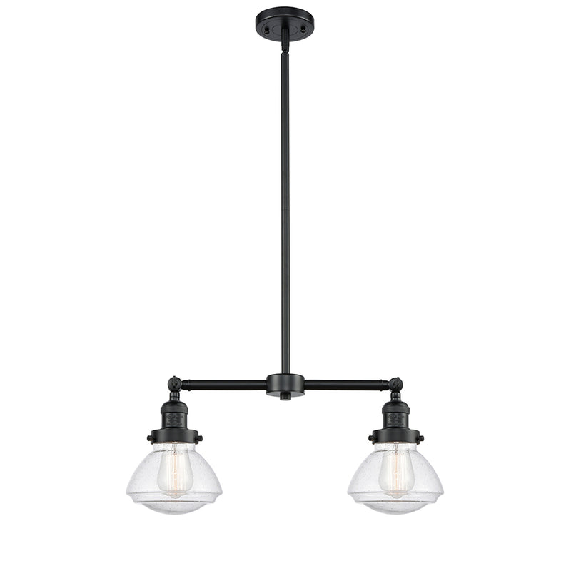 Olean Island Light shown in the Oil Rubbed Bronze finish with a Seedy shade