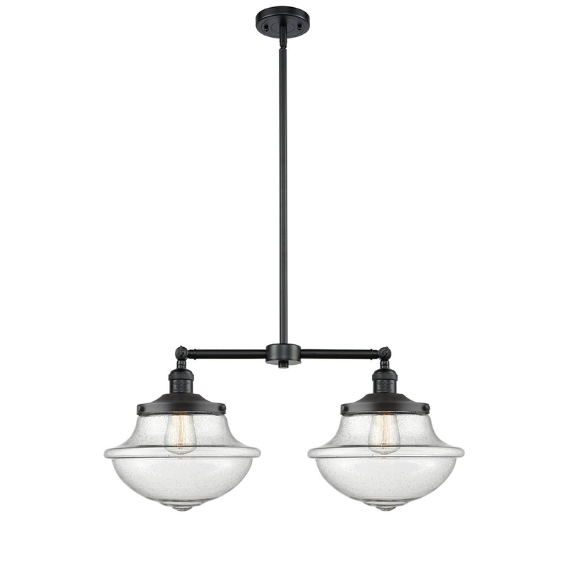 Oxford Island Light shown in the Oil Rubbed Bronze finish with a Seedy shade