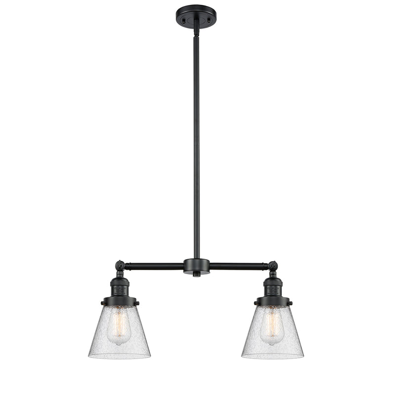 Cone Island Light shown in the Oil Rubbed Bronze finish with a Seedy shade