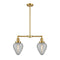 Geneseo Island Light shown in the Satin Gold finish with a Clear Crackled shade