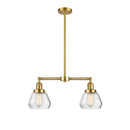 Fulton Island Light shown in the Satin Gold finish with a Clear shade