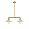 Halophane Island Light shown in the Satin Gold finish with a Matte White Halophane shade