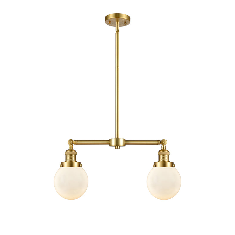 Beacon Island Light shown in the Satin Gold finish with a Matte White shade