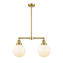 Beacon Island Light shown in the Satin Gold finish with a Matte White shade