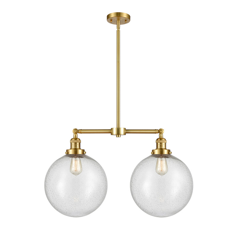 Beacon Island Light shown in the Satin Gold finish with a Seedy shade